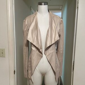 Faux Suede Creamy Rose Shiny Crackle Drapey Jacket